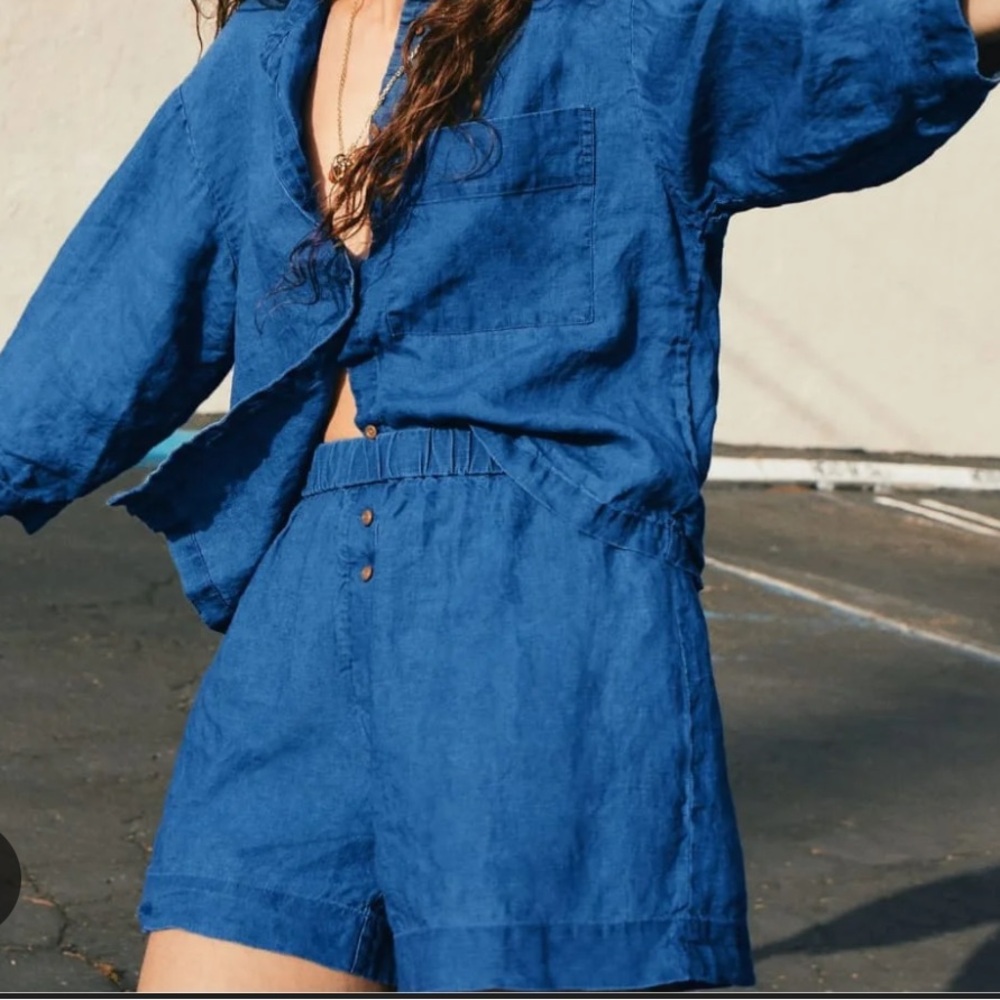 Everlane Linen Boxer Short - Dark Blue Small